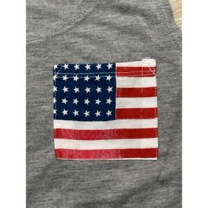 Fifth Sun Womens Small Gray Tank Top Flag Pocket‎ 4th Of July Lightweight
